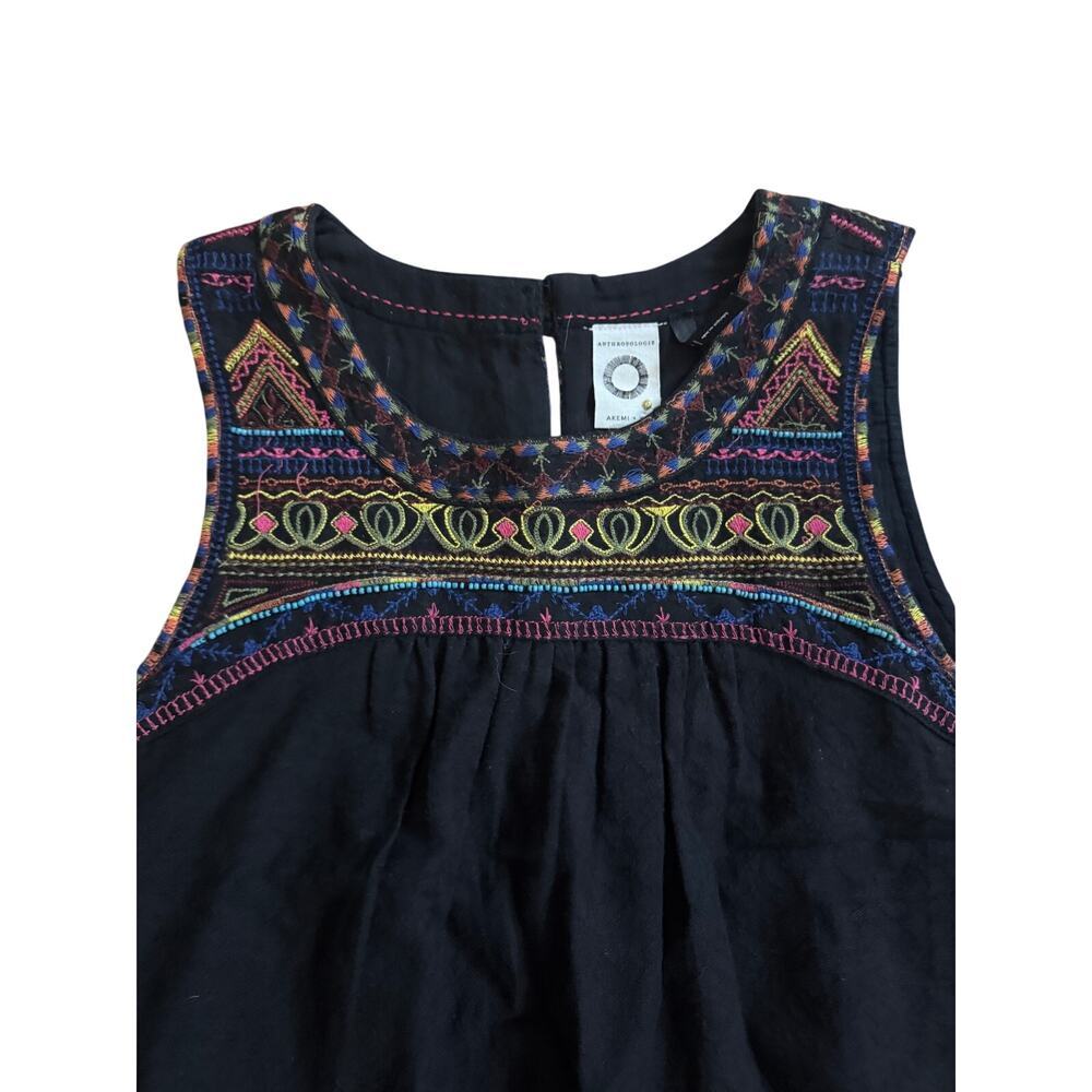 Akemi + Kin Anthropologie Mesa Embroidered Sleeveless CottonTop sz 4 Boho Beaded - Picture 6 of 10